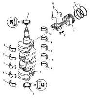 Коленвал, поршни и шатуны 4-Х ТАКТНОГО ПЛМ MERCURY 115 Серийный номер от 10T801000 до 1B226999