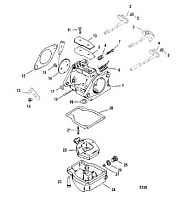Карбюратор 2-Х ТАКТНОГО ПЛМ MERCURY 50EO Серийный номер от 0P017000 до 0P325499