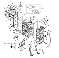 Блок цилиндров (USA-0G127499/BEL-9836632 и ниже) 2-Х ТАКТНОГО ПЛМ MERCURY 90 Серийный номер от 9793577 до 0P016999