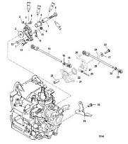 Дроссельная тяга 2-х тактного ПЛМ MERCURY 40 M Серийный номер от 0P325500 и выше