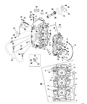Блок цилиндров и картер 2-Х ТАКТНОГО ПЛМ MERCURY 60 Серийный номер от 0T980000 и выше