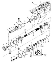 Корпус редуктора, карданный вал - обратное вращение 4-Х ТАКТНОГО ПЛМ MERCURY 135 Серийный номер от 0P419487 до 0P464487