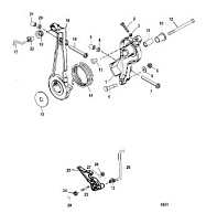 Рычаг газа и рычажный механизм 2-Х ТАКТНОГО ПЛМ MERCURY 55 Серийный номер от 0P017000 до 0P325499
