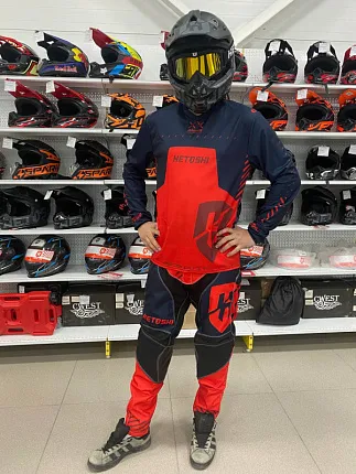 Штаны кроссовые HETOSHI DEMURE TYPE-3 цв, Красно-черный р.M